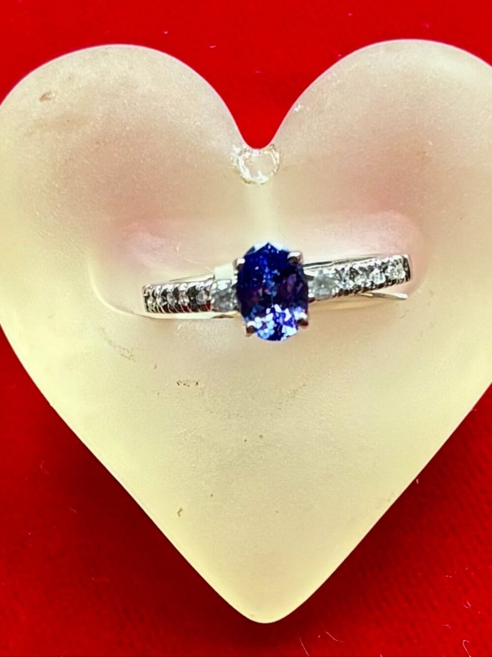 Tanzanite and Diamond 14k white gold Lady's Ring